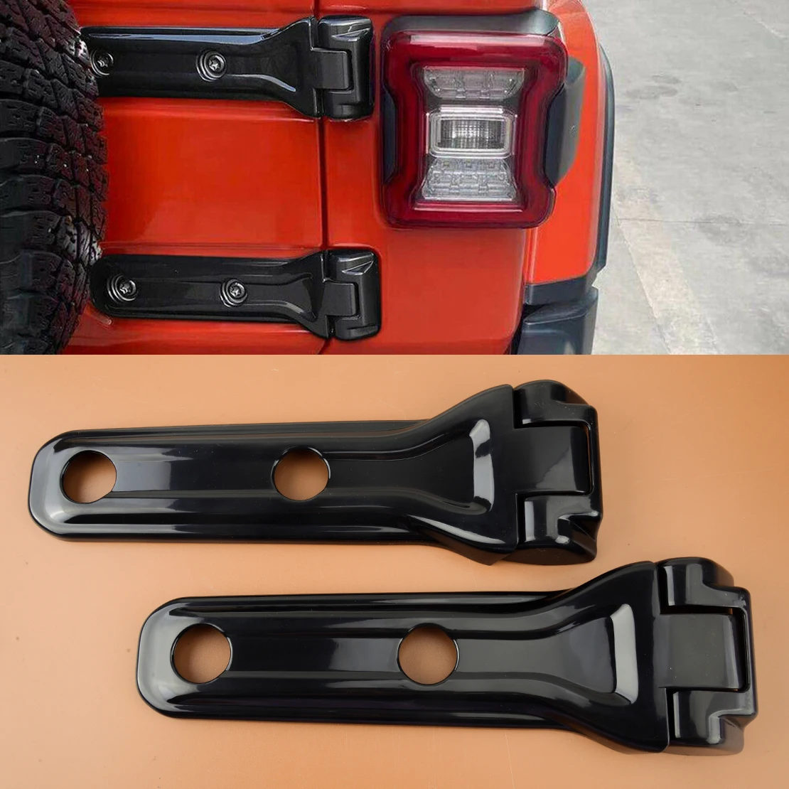 

1 комплект запасных петель для задних дверей автомобиля, обшивка для Jeep Wrangler JL 2018 2019 2020 2021 2022 Черный ABS