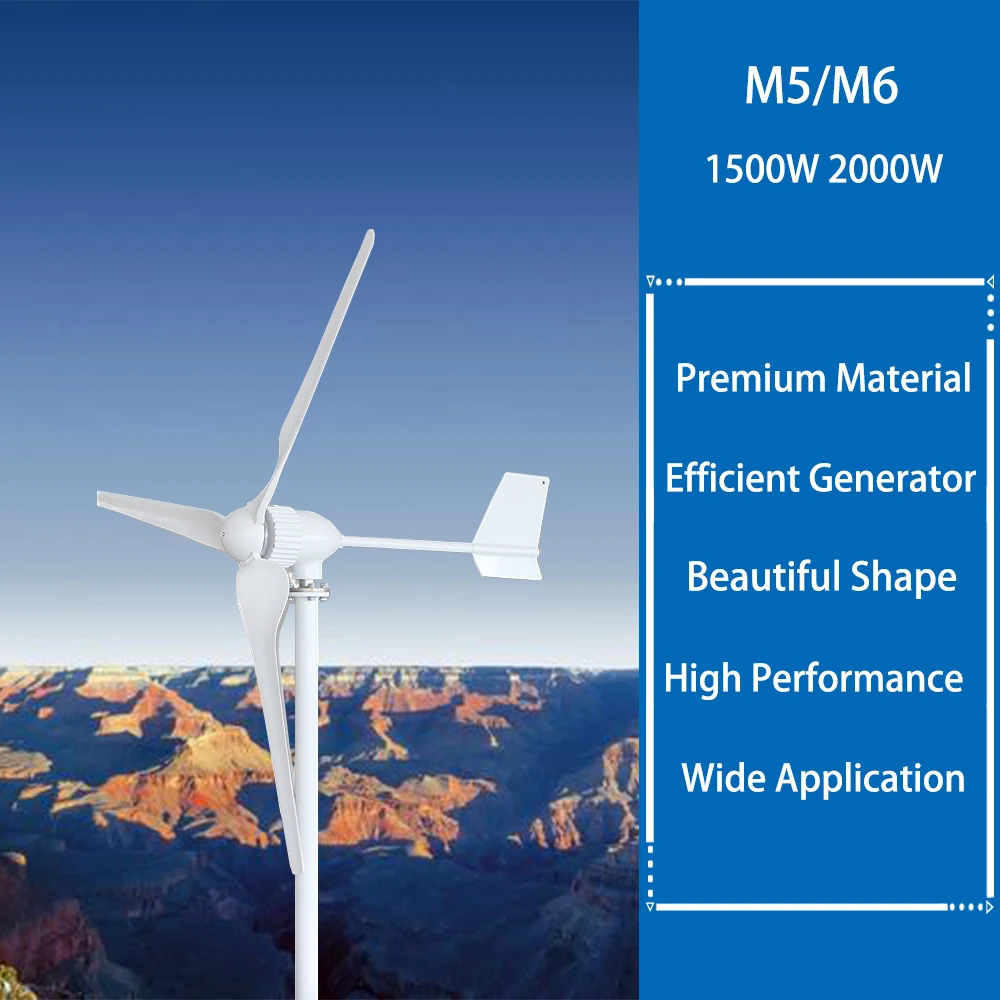 

1500W 2000W 24 48 96 Volt 3 Nylon Fiber Blade Horizontal Home Wind Turbines Wind Generator Power Windmill Energy Turbines Charge
