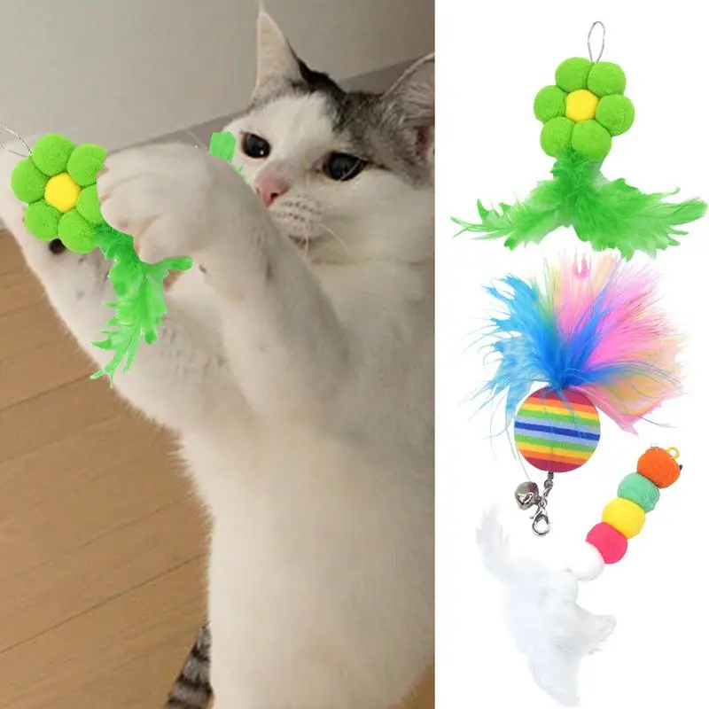 

Handfree Bird Feather Cat Wand With Bell Interactive Cat Toy Stick Refills Cats Feather Toys For Kitten Exercise Pet Products