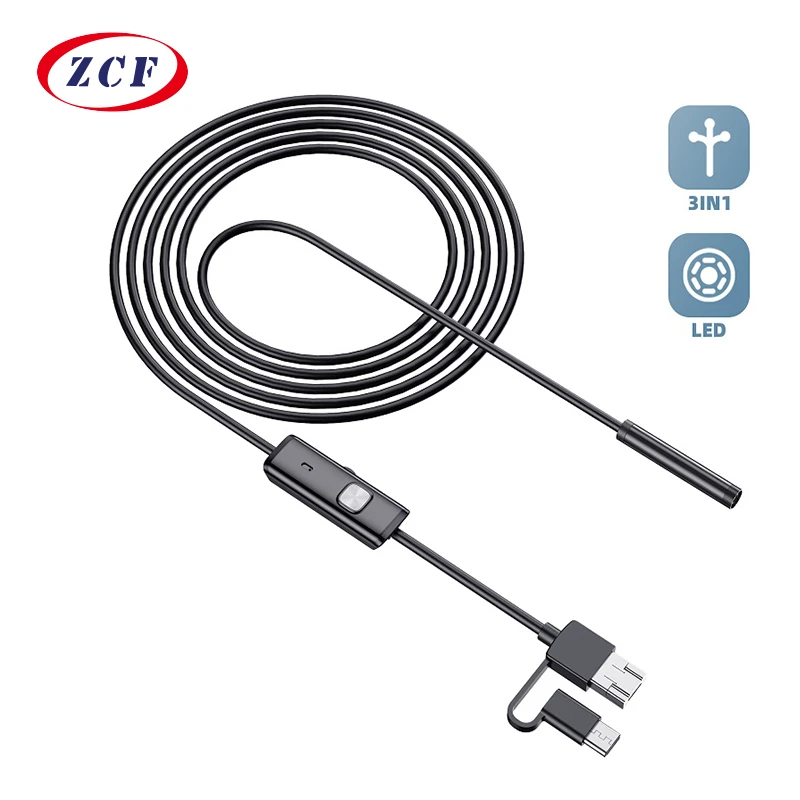 outdoor use surveillance cameras 7mm Android Endoscope Camera 3 in1 Endoscopio Tpye-c Micro USB 6 LED IP67 Waterproof Car Inspection Borescope for Samsung Huawei wireless cctv