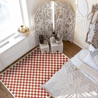 Washable Rugs Decor Indoor Checkered Large Area Rug Boho Bedroom Rug Soft Non-Slip Carpet Rugs for Dining Table Living Room 2