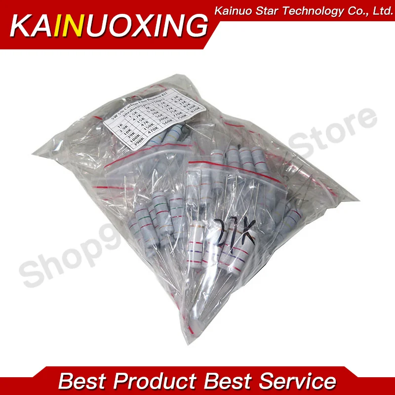 Resistor Kit 150PCS 2W 3W 5W 5% 30values X 5PCS Carbon Film 0.1R-750R ohm 1K-820K