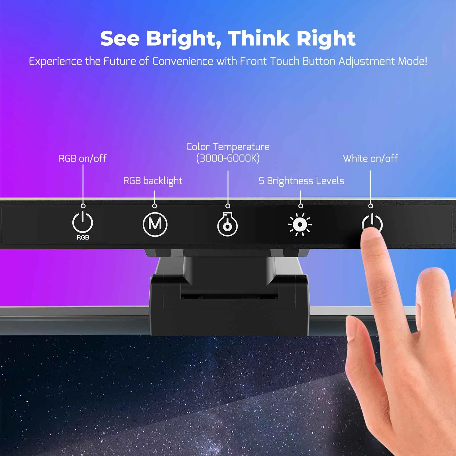 Blitzmax-lâmpada do Monitor do Computador Barra Clara do Rgb Cor Ajustável 5v 2a para a Casa e o Escritório - Imagem 2