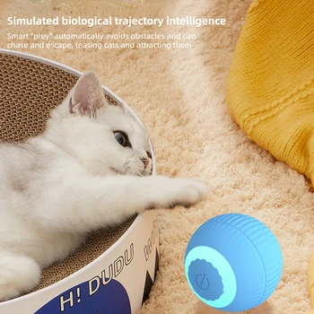 Teasing Cat Electric Ball Toys Automatic Moving Bouncing Rolling Ball with Led Lights Usb Rechargeable Smart Interactive Cat Toy