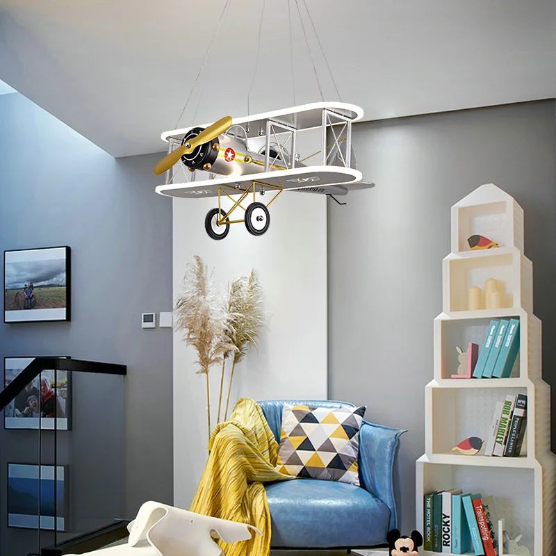 Creative Children's Room Airplane Light Boy Bedroom Chandeliers Minimalist Modern Nursery Youth Room Chandelier Helicopter Lamps