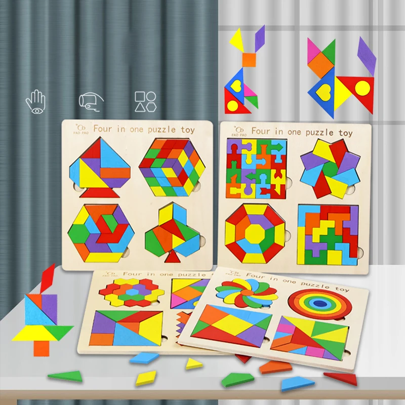 Natureich Puzzle In Legno Con Forme Geometriche - Gioco Di Abilità Motorie Per Bambini Da 4 Anni - 11 Pezzi Colorati Da Incastrare - Regalo Educativo - 4