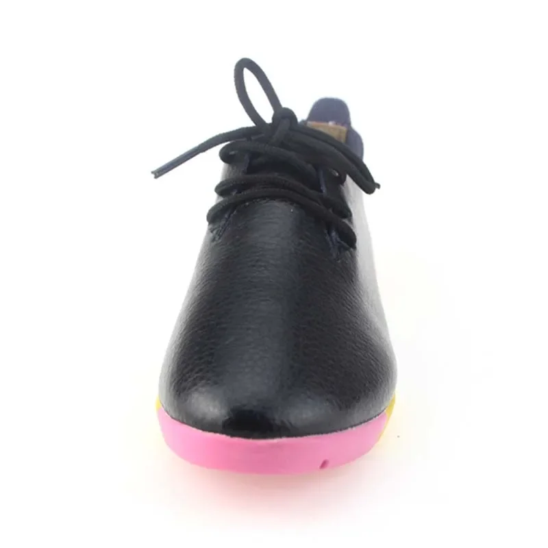 YAERNI  new lace-up leather women flat white shoes pointed toe plus size soft bottom leisure flat colorful shoes woman 4