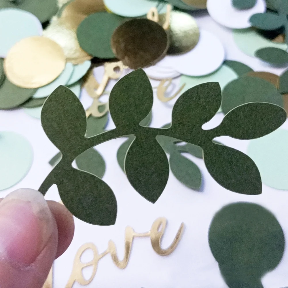 Paper Confetti Party Decorations 1Pack Sage Leaves Green Gold Pink Round Paper Confetti For Wedding Birthday Party Baby Shower Table Scatter