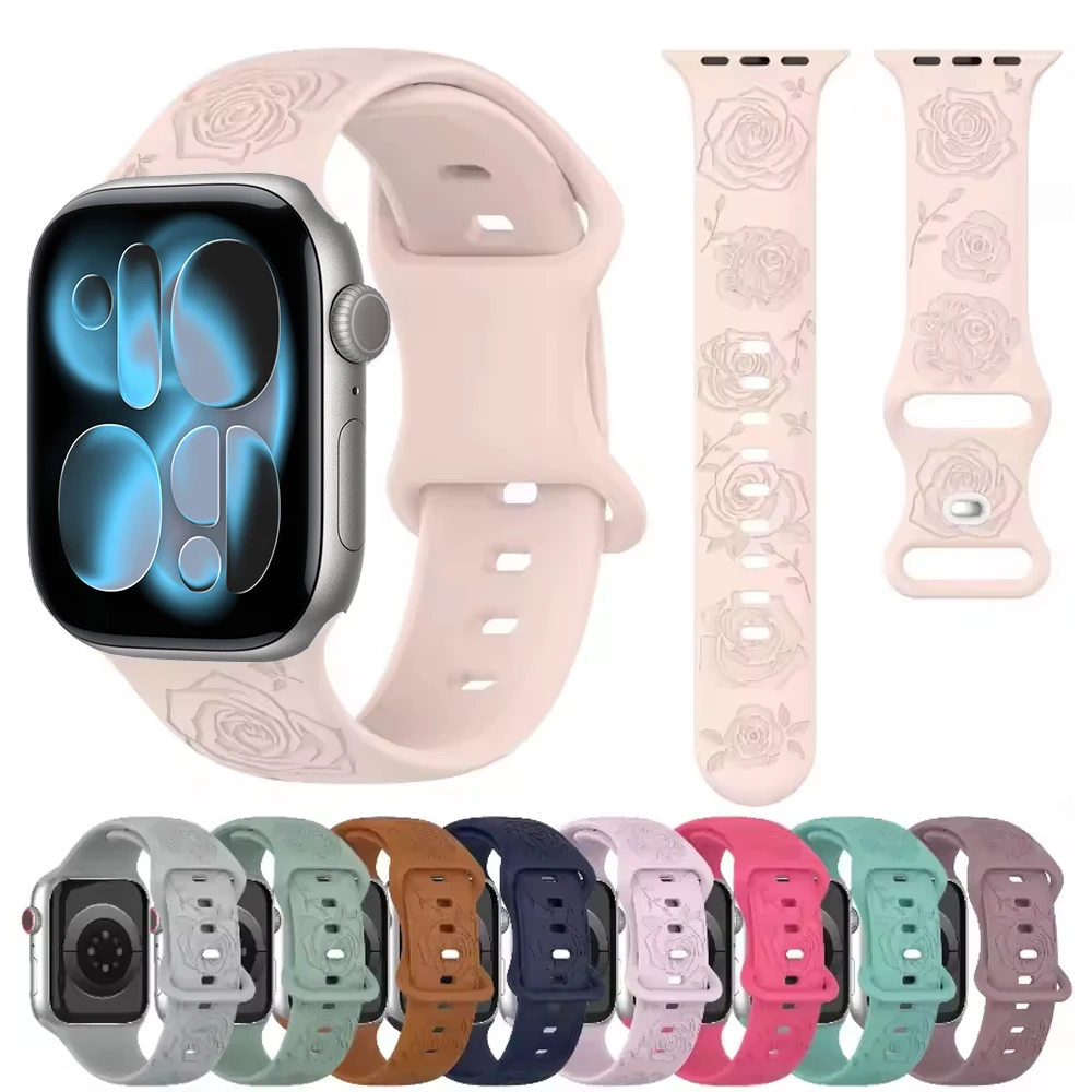 Premium Soft Silicone Watch Strap with Pattern Design