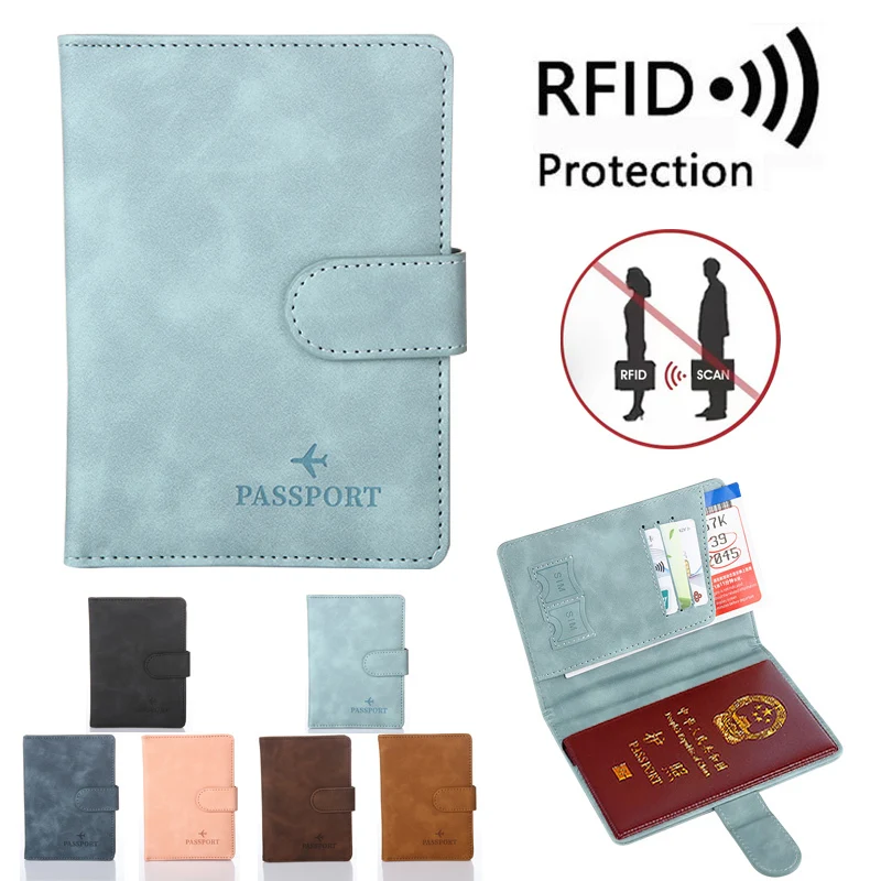 

Women Men RFID Passport Cover Business ID Bank Card Passport Covers Holder PU Leather Passport Holder Case Travel Accessories