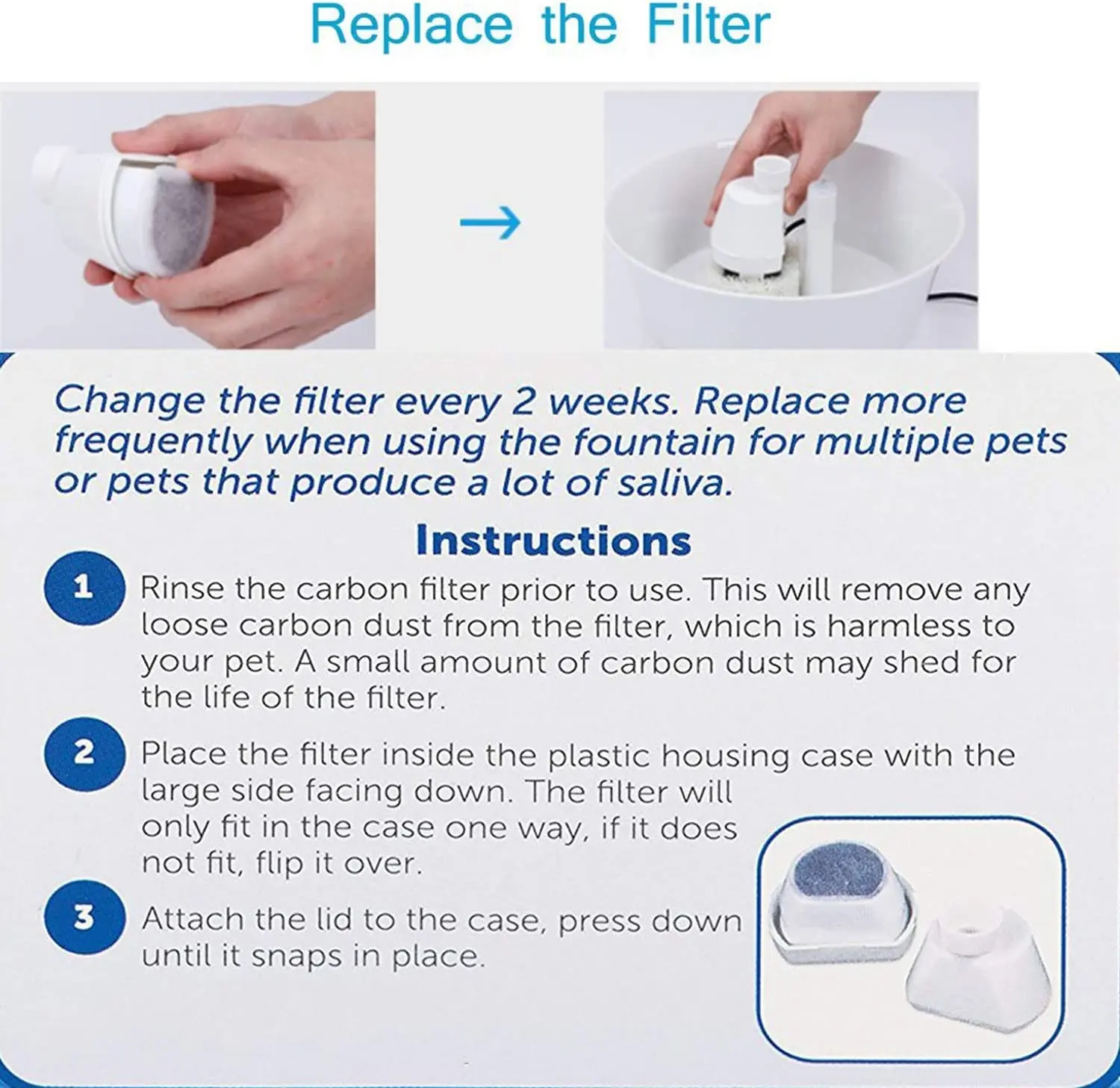 Description Picture 6 of item8 Carbon Filters 8 Foams Pre-Filter Replacement Compatible with PetSafe Avalon/Pagoda/Sedona Dog and Cat Pet Water Fountain