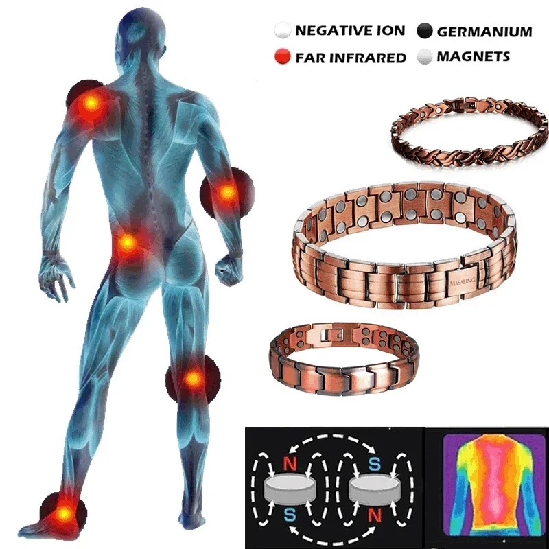 Men's Arthritis Pain Relief Rehabilitation Health Copper Color Magnetic Bracelet Bioenergy Blood Pressure Bracelet Health Bracel magnetic bracelet