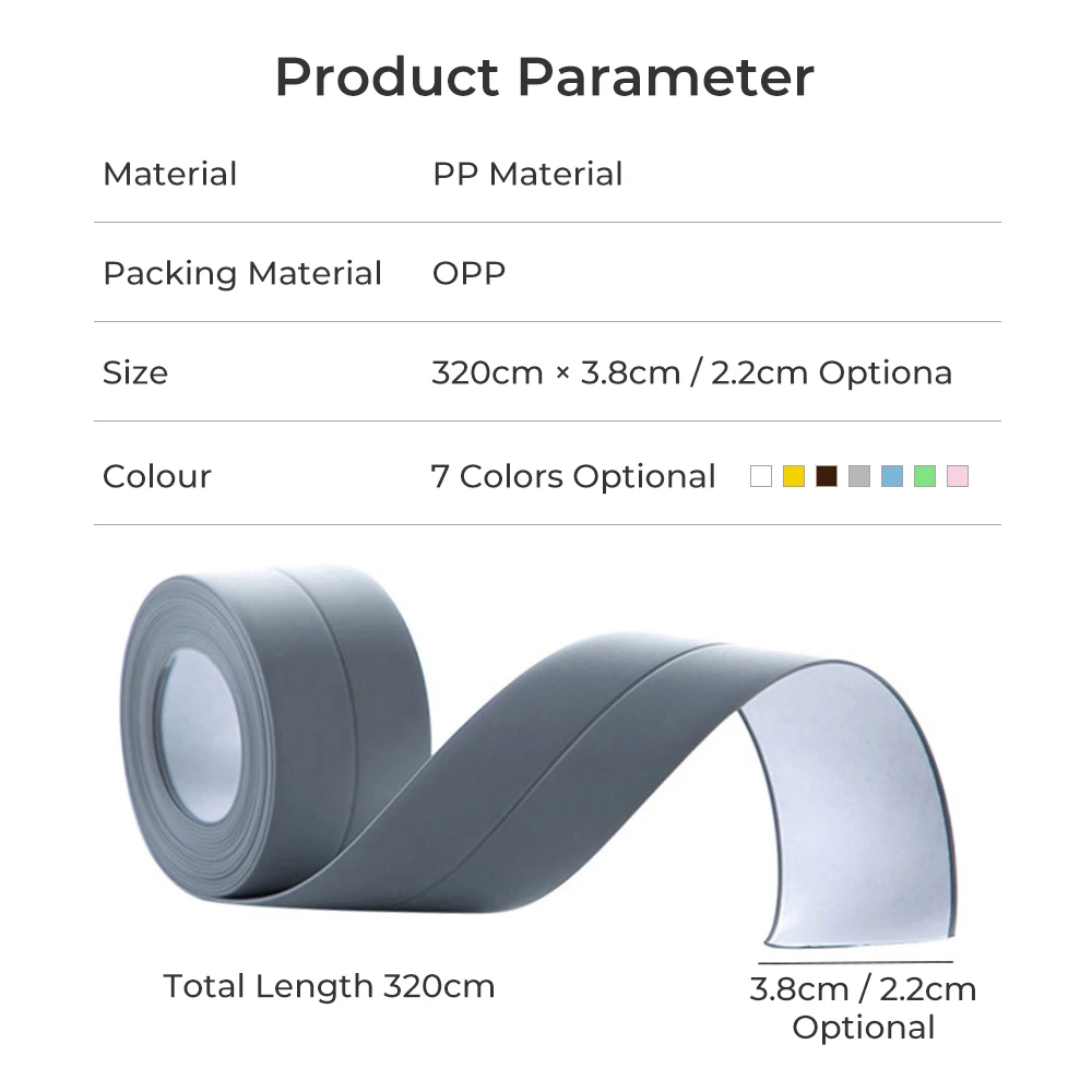 Sealing Strip Tape PVC Sealing Strip Tape Bathroom Bath Toilet Caulk Tape Self Adhesive Waterproof Mildew Proof Tapes For Kitchen Sink Wall Corner