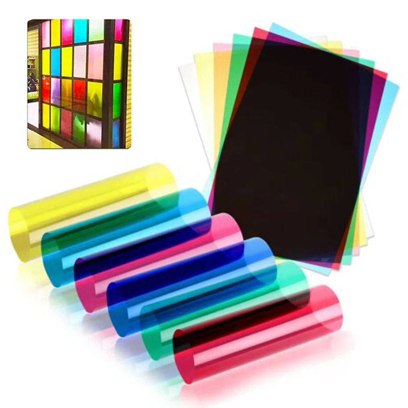 Plastic Sheet Light Filter Gel Film DIY A4 Transparent Plastic Sheet Colour Acetate PVC Light Filter Gel Translucent Hard Sheet Clear Film 0.3mm Thickness
