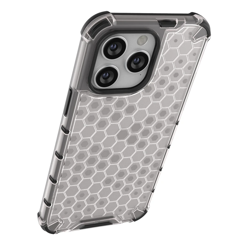 Honeycomb Clear Stødsikkert Etui Til Hybrid TPU Transparent Armor Cover iPhone 7 8 Plus 11 12 13 14 15 Pro Max_voghion.com