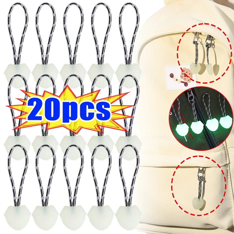 Glow in Dark Zipper Pulls Luggage Tag Handle for Backpack Travel Suitcase Bag Night Safety Marker Cord Rope Extender Accessories