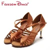 Classic 7Straps Knotted Center Strap Crossover 5.5cm 8.5cm Metal Heel Satin Upper Women's Salsa Rumba Latin Ballroom Dance Shoes 1
