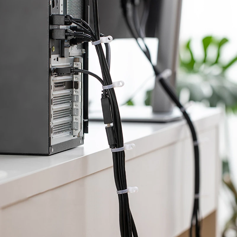 

SHIMOYAMA Screw Hole Cable Ties Reusable Fixed Nylon Cable Ties With Screw Hole Mount Self Locking Loop Wrap Bundle Tie Straps