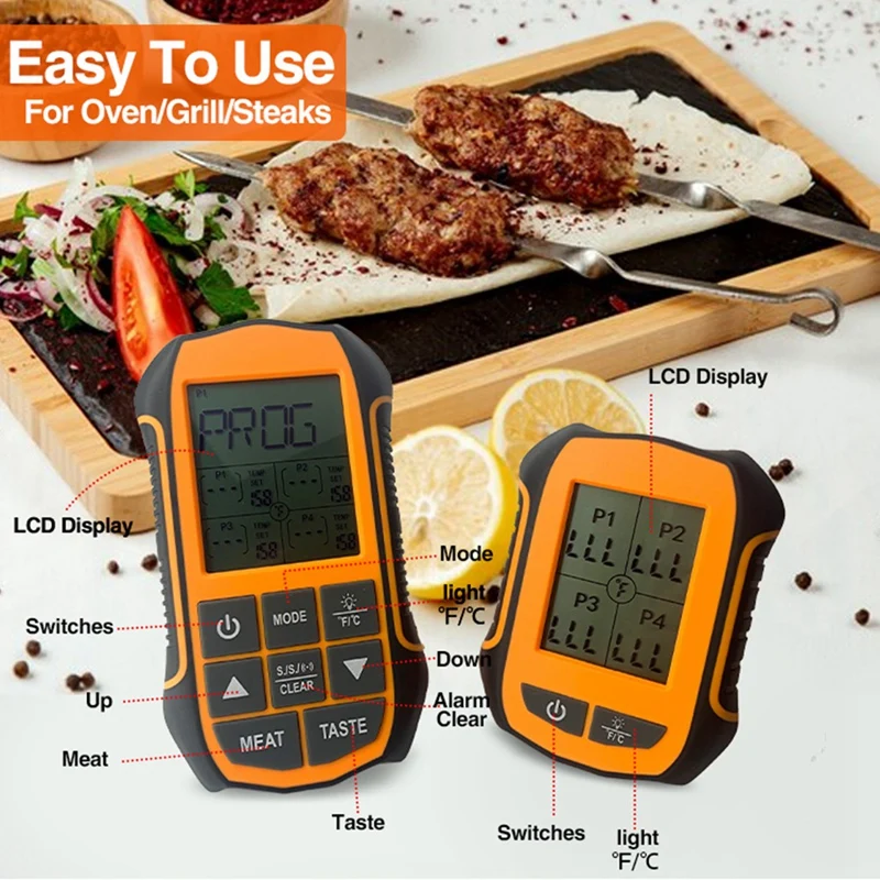 Grill Smoker BBQ Cooking Food Thermometer Digital Wireless Meat Thermometer  For Grilling Smoking With 4 Probes - AliExpress