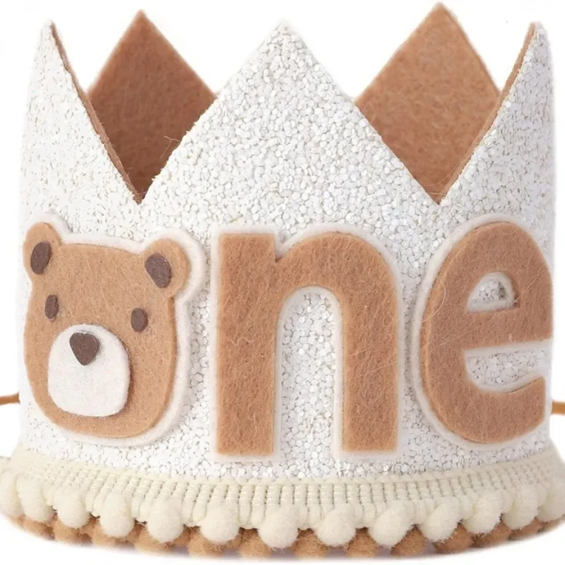 Little Bear Birthday Hat Crown Party Decor 1st Birthday Children Boys and Girls Decoration Supplies Felt Caps Photography Props party hat birthday crown