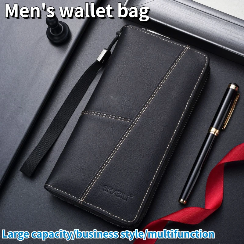 남성용 긴 가죽 지갑, 핫 남성 디자인 캐주얼 지갑, 남성 접이식 지갑, 하이 퀄리티 슬림 머니 백, 꼰 로프 세트 