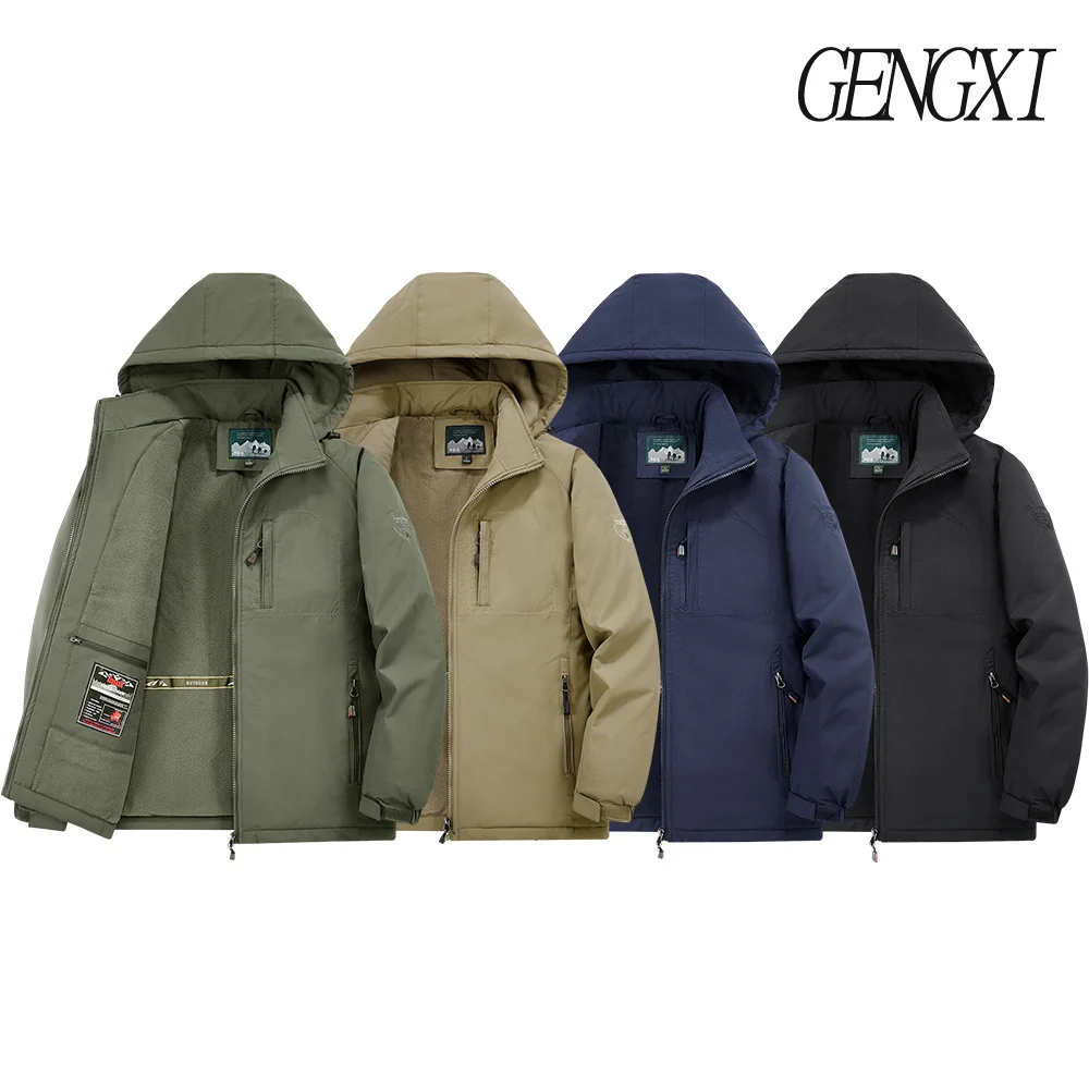 outdoor sports fleece lined thickened men's softshell windbreaker autumn/winter new arrival windproof warm workwear jacket Outdoor Sports Fleece-Lined Thickened Men's Softshell Windbreaker Autumn/Winter New Arrival Windproof Warm Workwear Jacket 2