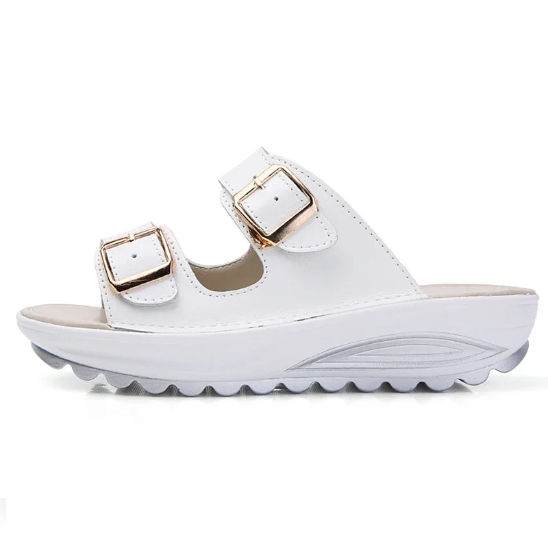 Comfortable Women Sandals Genuine Leather Slip on Open Toe Summer Beach