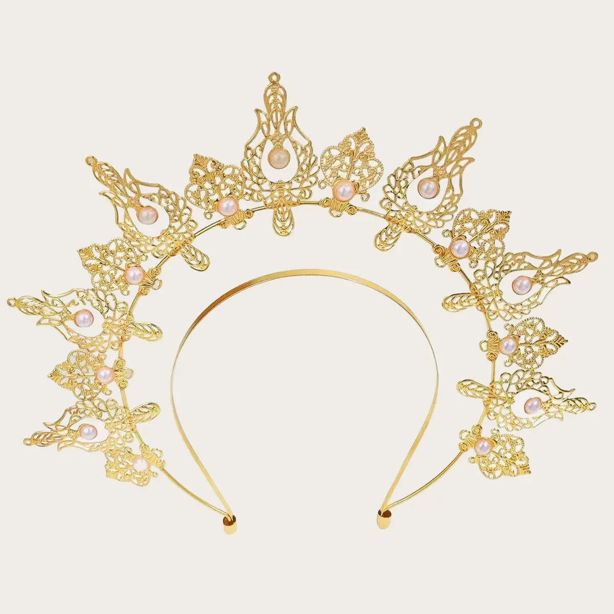 1 elegant Baroque halo crown headband - Gothic angel headpiece with pearl embellishment, durable plastic, feather free | Perfect