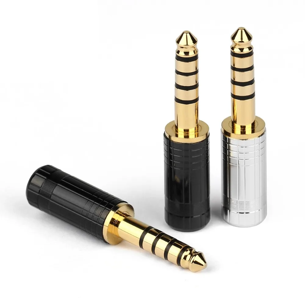 ródio banhado a ouro 4.4mm 5 pólo fio conector adaptador metal