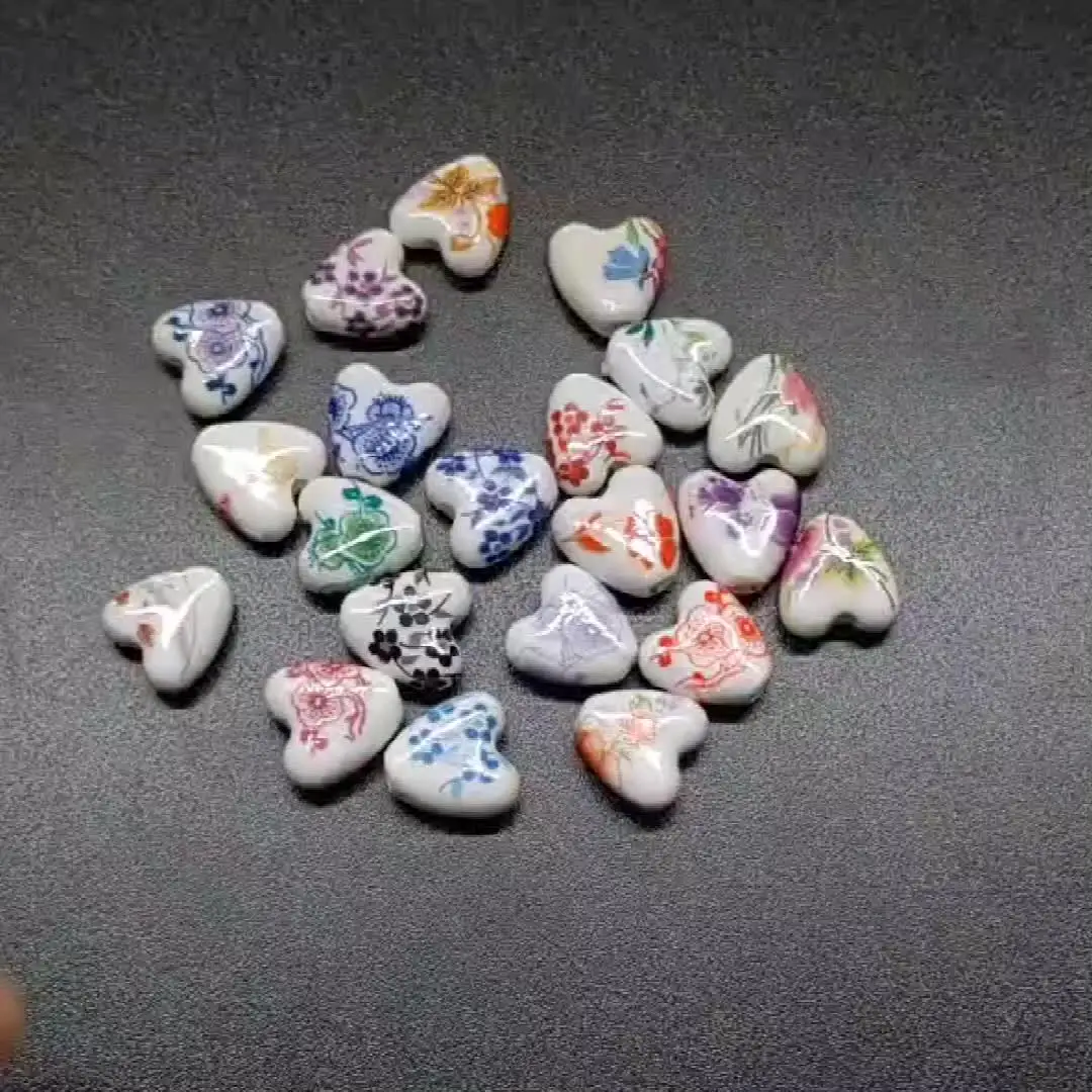 10 Pezzi 10mm 12mm A Forma Di Cuore Lucido Lucido Smaltato Porcellana - Foto 12