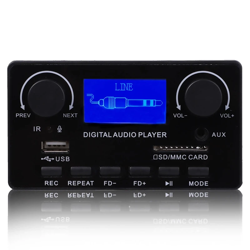 블루투스 5.0 MP3 디코더 보드, 지지대 핸즈프리 녹음, FM DC 12V MP3 WMA WAV APE FLAC 블랙 오디오 디코더, 1 세트