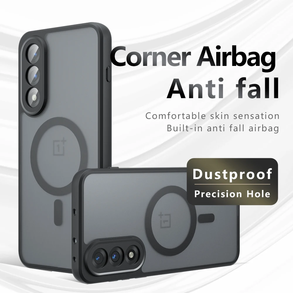 Enhanced Magnetic Shockproof Translucent Matte Phone Case with Soft TPU Frame