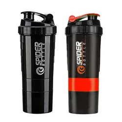 Triple Layer Protein Shaker Bottle - Premium Mixing Cup for Fitness and Hydration (Black Red)