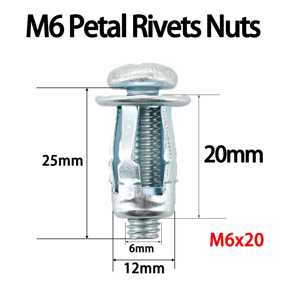 M4 M5 M6 M8 Petal Shape Metal Nut Expansion Screw Molly Jack Nuts Jacknut License Plate Fix Panel Clamp Lock Rivet Nut Rivetnut