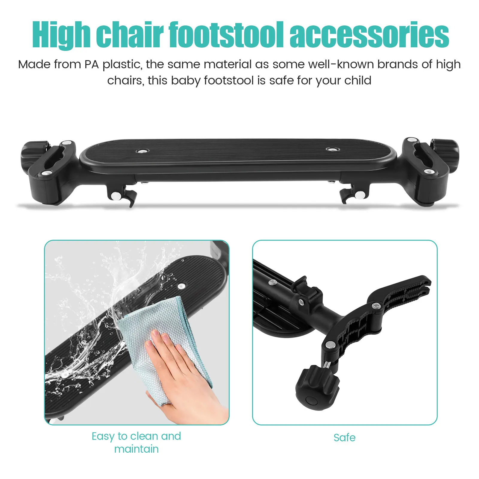 Baby Highchair Foot Rest Adjustable Chair Footrest Non-Slip Highchair Footboard Stool Pedal Infant Newborns Safety Accessories - 3