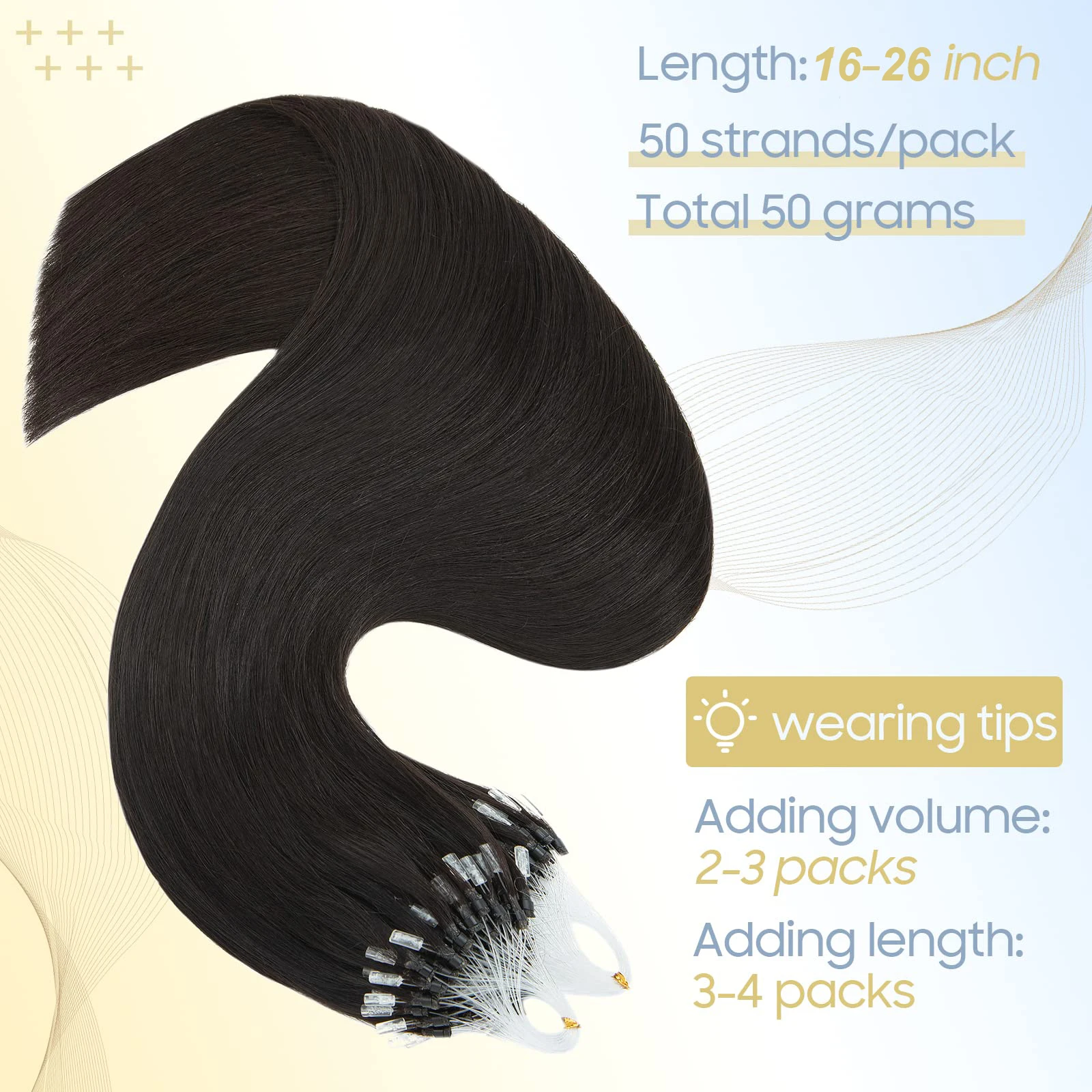 Micro Loop Hair Extensions Straight Human Hair Seamless Micro Bead Remy Extension Natural Invisible 50g/pack For Women