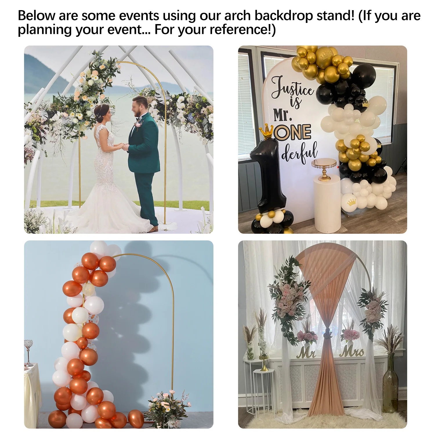 7.2ft Gold Metal Arch Backdrop Stand Wedding Arch for Birthday Party Bridal Baby Showers