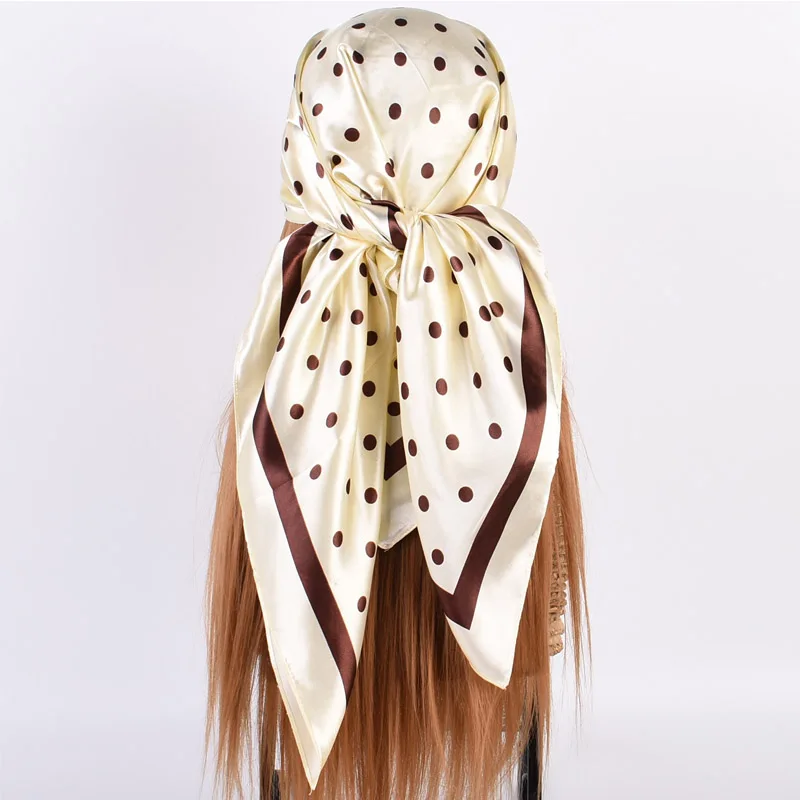 Luxurious Women's Silk Satin Square Scarf - Elegant 90×90cm Neckerchief & Hair Accessory