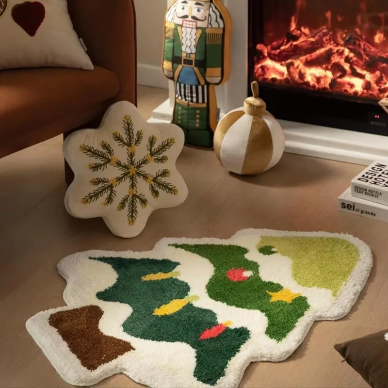 Nordic Alien Christmas Series Imitation Cashmere Floor Mat Home Decoration Living Room Bedroom Bedside Blanket Absorbent Mat