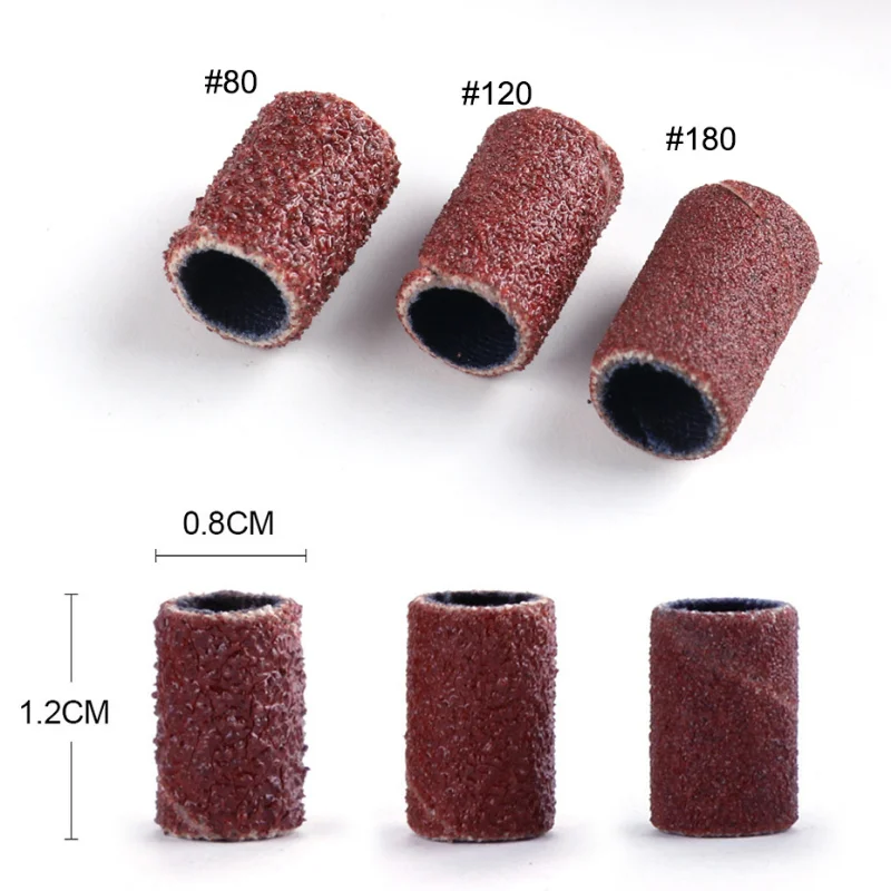 100pcs Nail Sanding Ring Bands Electric Manicure Nail Drill Bits 80/120/180 Grit Gel Nail Polish Removal Pedicure Abrasive Tool