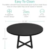 Black Round Dining Table for 6 - Modern Circle 51 Inch Large Room Kitchen Dinning Tables for 4 to 6 Person Seats Small Spaces 2