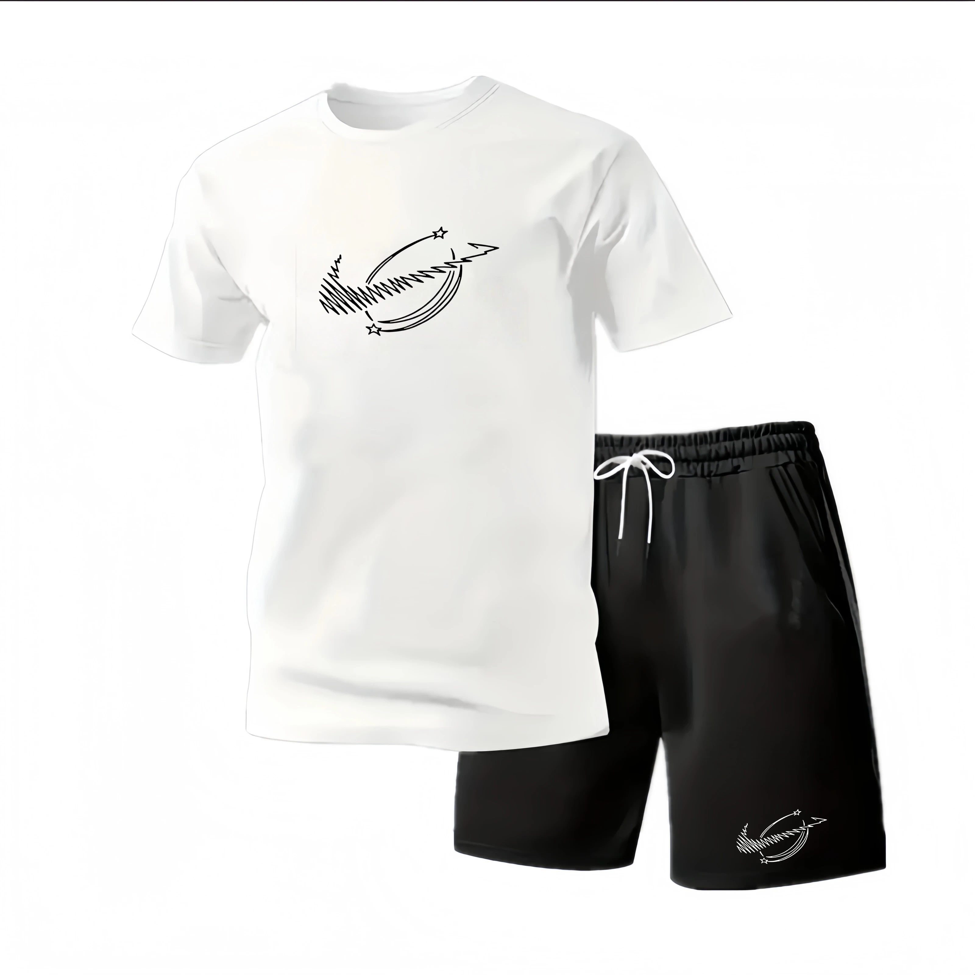 Nuovo abbigliamento sportivo estivo da uomo, set due pezzi con t-shirt a maniche corte e pantaloncini, abbigliamento casual traspirante e ad asciugatura rapida. - immagine 2