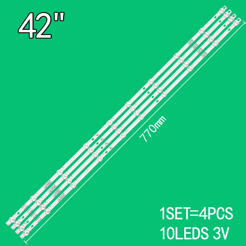 4PCS 10LEDs 3V 770mm For 42