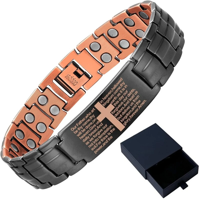 Pure Copper Cross Magnetic Bracelet for Men - Image 6