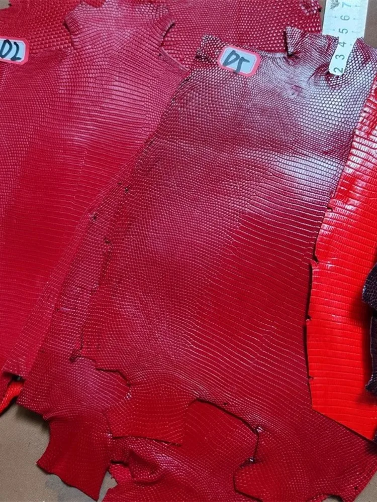Red Lizard Skin Material DIY Accessory For Phone Case Wallet Genuine Leather Leathercraft Good Quality Piece Fabric
