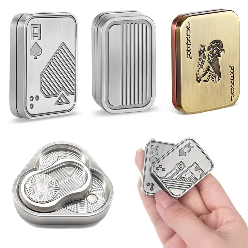 Metal Push Card Fidget Slider Poker Magnetic Haptic Coin Anxiety ADHD Stress Relief Toys Cool EDC Gadgets For Men Adults Gifts