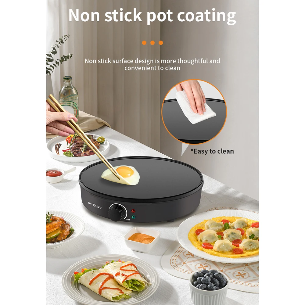 Electric Crepe Maker, Pancake Maker, Non-stick Coating, and Batter Spreader for Home Breakfast Maker 4