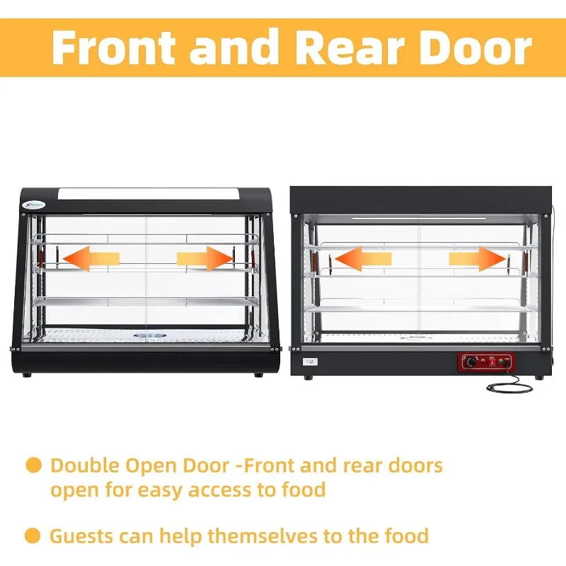 35 inch Commercial Food Warmer Countertop Pizza Warmers Display Pastry Patty Warmer Case Buffet Restaurant Heater Food Service