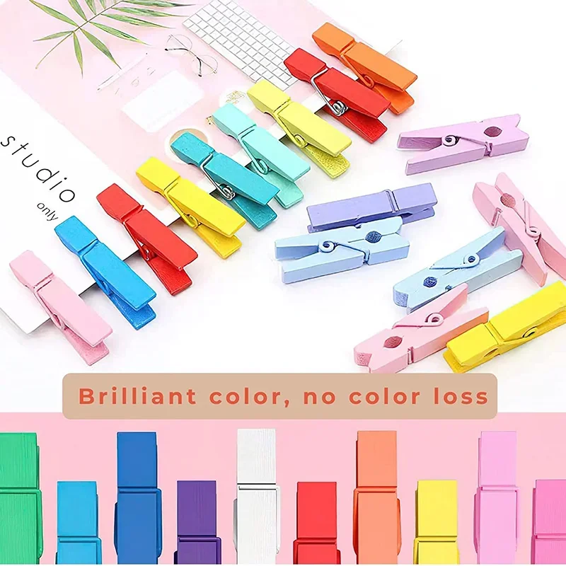 Colorful Wooden Clips 25/30/35/45mm Natural Wood Clamp Picture Clips Mini Clothes Pins For DIY Photo Paper Peg Clothespin Craft clothes clips