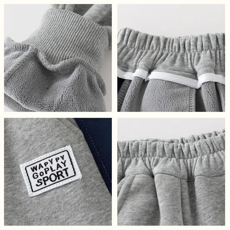 Boys Pants Autumn Winter Boys Sport Pants Thicken Warm Casual Sports Children Pants Color Patchwork Middle Waist Kids Boys Long Trousers